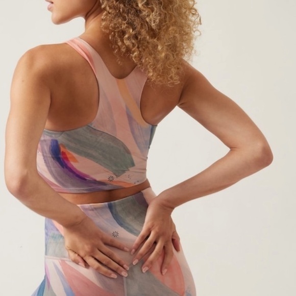 Athleta Conscious Crop Sports Bra in Orchid Pink Watercolor Print - Picture 2 of 9